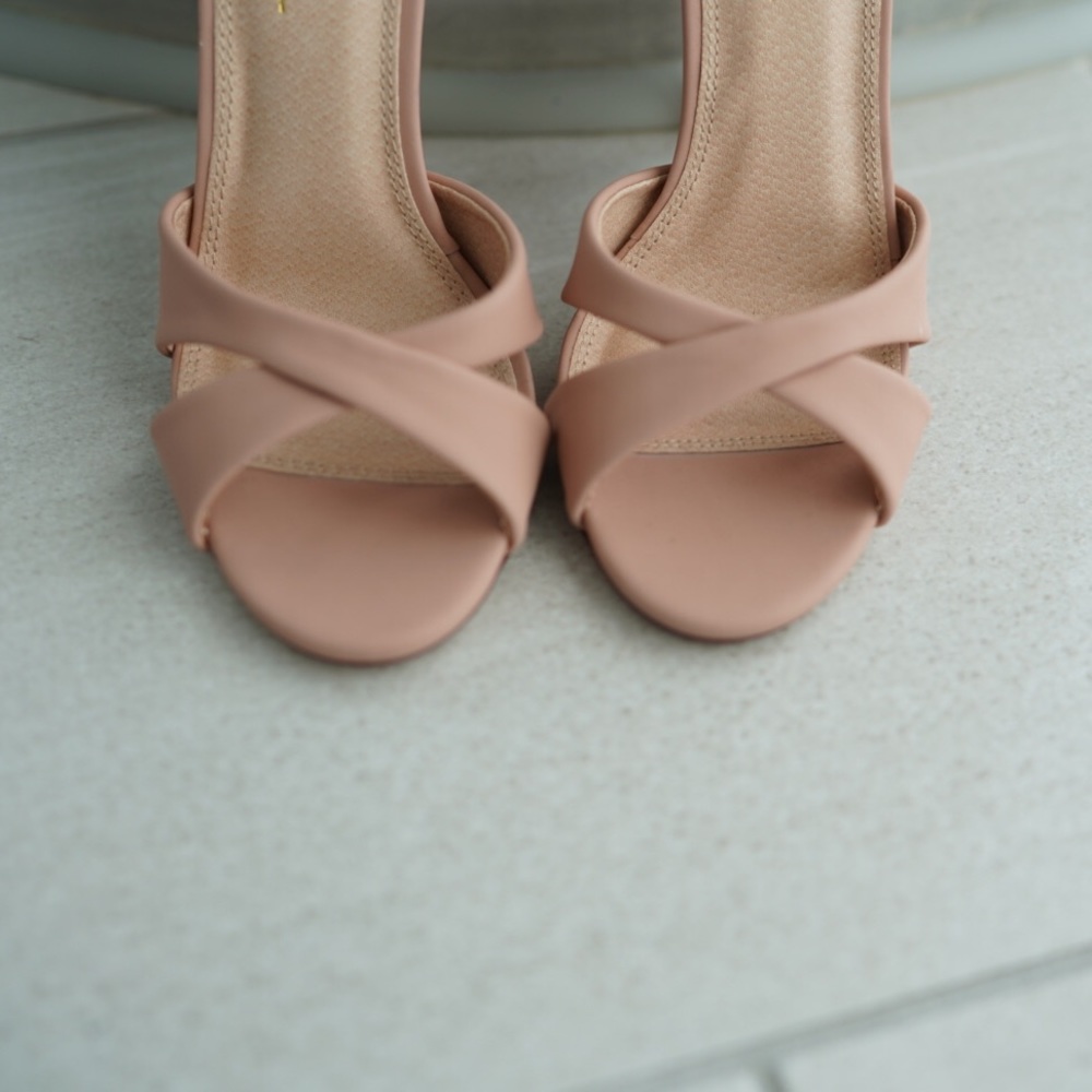 Blush Ankle Strap High Heels - Picture 2 of 5